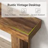 Close-up of a rustic vintage desktop with marketing text and icons overlayed. Podgląd zdjęcia produktu