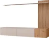 A modern wall unit with a beige cabinet and a slatted wood accent. Anteprima dell’immagine prodotto