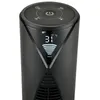 Close-up of the top control panel and display of a black tower fan. Podgląd zdjęcia produktu