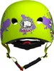 A green Hulk-themed bicycle helmet with straps. Produktbild-Vorschau