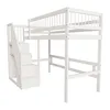 A white loft bed with stairs against a white background. Náhled obrázku produktu