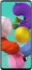 A Samsung Galaxy A51 smartphone is displayed with a vibrant, abstract background featuring colorful, fluffy, and spherical shapes. Produktbild-Vorschau