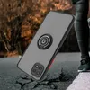 A phone case with a ring holder is shown on a cracked surface, with a person's legs in athletic wear in the background. Produktbild-Vorschau