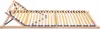 A wooden bed frame slatted base with an adjustable headrest, shown against a white background.