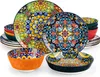 A collection of colorful, patterned ceramic plates and bowls. Náhled obrázku produktu