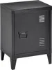 A black metal nightstand with a single door and four legs, shown against a white background. Produktbild-Vorschau