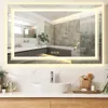 A modern bathroom vanity with a large LED mirror above it. Produktbild-Vorschau