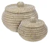 Aufbewahrungskorb - Ø 36 cm - Beige - Weiß - Seegras - mit Produktbild-Vorschau 2