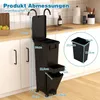 Pattumiera da cucina con 3 scomparti, nera, 4 ruote Anteprima dell’immagine prodotto 2