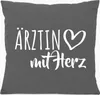 Huuraa Kissen Ärztin mit Herz 40x40cm mit Füllung Steel Produktbild-Vorschau 1