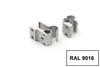 Two metal hinges are shown on a white background with a RAL color code displayed. Produktbild-Vorschau