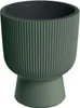 A green planter with a ribbed texture and a black inner pot, shown against a white background. Produktbild-Vorschau