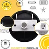 Close-up view of a robot vacuum cleaner's front wheel and surrounding components, with marketing text and icons. Produktbild-Vorschau