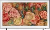 A Samsung Frame TV displaying a floral painting. Produktbild-Vorschau
