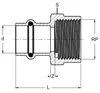 1/2x15mm Ü-Stück IG - RG Kombifitting Frabo DVGW Anteprima dell’immagine prodotto 2