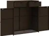 A brown poly rattan garden cabinet with two drawers on top and two doors open at the bottom. Anteprima dell’immagine prodotto