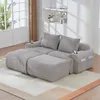 Modulares Cordsofa - 2-Sitzer mit 2 Hockern, Khaki-Hellgrau Produktbild-Vorschau 10