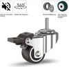 Product image showing a single caster wheel with text overlays and icons highlighting its features. Produktbild-Vorschau
