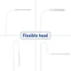 A collage of four images showing a white LED desk lamp in different positions and configurations, with a text overlay indicating 'Flexible head'. Produktbild-Vorschau