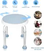A shower stool with various icons and lifestyle images highlighting its features and benefits. Produktbild-Vorschau