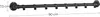 A black metal coat rack with 8 hooks mounted on a white background, with dimensions indicated. Produktbild-Vorschau