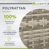 Close-up of woven material with text overlay describing product features. Produktbild-Vorschau