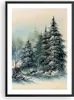 Gerahmtes Poster - Schwarzer Rahmen - Schnee Fichten Wald - Produktbild-Vorschau 1
