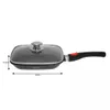 A square frying pan with a glass lid and a black handle, shown from the side. Náhľad obrázku produktu