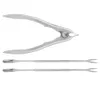 A set of stainless steel seafood tools, including a crab cracker and two seafood forks, laid out on a white background. Podgląd zdjęcia produktu