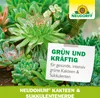 A close-up of various succulents and cacti with a marketing overlay and brand logo. Produktbild-Vorschau
