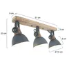 A product shot of a wooden beam light fixture with three adjustable lamps. Anteprima dell’immagine prodotto