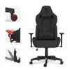 A black gaming chair with red accents, shown with close-up details of its wheels and armrests. Produktbild-Vorschau
