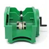 A green plastic card shuffler with a crank on the side, shown against a white background. Produktbild-Vorschau
