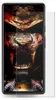 A screen protector is shown on a smartphone with a graphic wallpaper. Produktbild-Vorschau