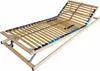 A wooden bed frame with adjustable head and foot sections, shown against a white background. Produktbild-Vorschau