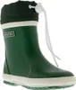 A green rain boot with a dark green cuff and white trim. Produktbild-Vorschau