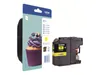 A Brother LC123Y yellow ink cartridge is shown next to its packaging, which features a picture of a cupcake. Voir les images du produit