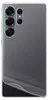 The back of a smartphone with a clear protective film partially peeled off. Produktbild-Vorschau