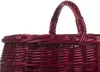 A close-up view of the top portion of a red woven basket, showing the handle and the rim. Náhled obrázku produktu