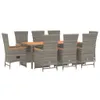 vidaXL 9-tlg. Garten-Essgruppe mit Kissen Grau Poly Rattan Produktbild-Vorschau 4