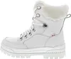 A single white winter boot shown from the side against a white background. Podgląd zdjęcia produktu