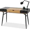 Schreibtisch mit Schublade PANDO – schwarz/Eiche Produktbild-Vorschau 1