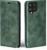 A green flip case for a Samsung Galaxy A42 phone, shown from the front and back. Produktbild-Vorschau
