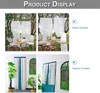 Collage showing curtains in different settings: outdoor patio and indoor room. Náhľad obrázku produktu