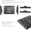 Product marketing images showing dimensions, features, and inputs of a camera field monitor. Náhled obrázku produktu
