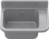 A front view of a gray sink with a drain and a small ribbed area on the right side. Anteprima dell’immagine prodotto