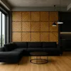 3D Wandpaneel 50x50 cm in Schwarz & Eiche – dekorative Produktbild-Vorschau 1