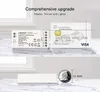 A small electronic device is shown next to a credit card and a coin to illustrate its size. Produktbild-Vorschau
