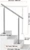 A diagram showing the dimensions of an outdoor stair railing system installed on concrete steps. Produktbild-Vorschau