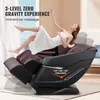 A woman is relaxing in a massage chair, demonstrating its zero-gravity feature. The background suggests a living room or spa setting. Produktbild-Vorschau